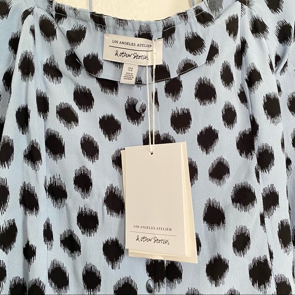 NWT & Other Stories Blue Dots Sweetheart neck Long - Picture 4 of 6